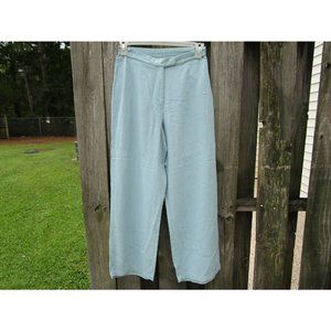 J Jill Linen Blend Wide Leg Pant Lagenlook Light Blue Women's Size 8